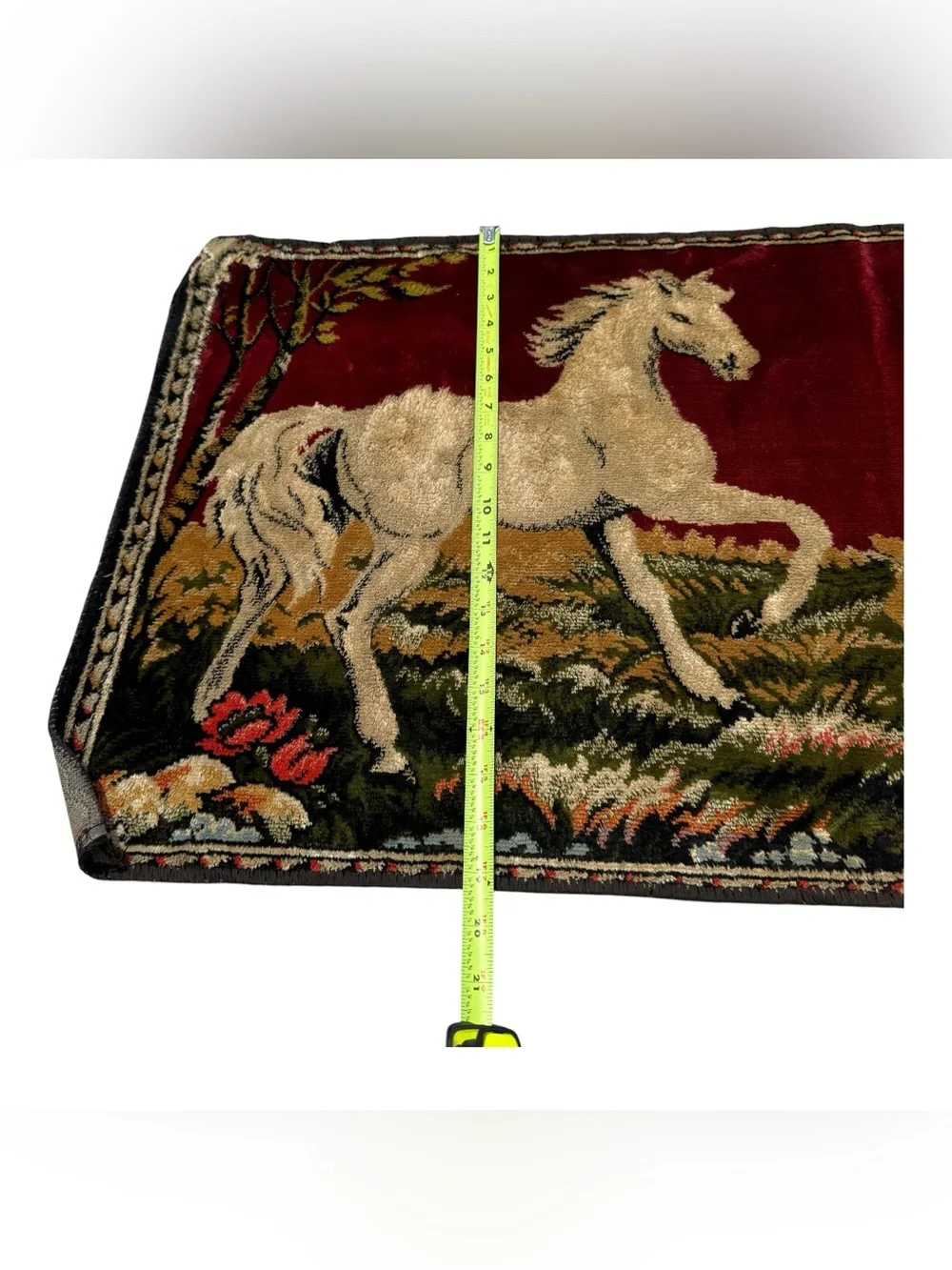 Vintage Horse Tapestry Wall Hanging Equestrian Rug Western Ranch Decor 38x19.5”